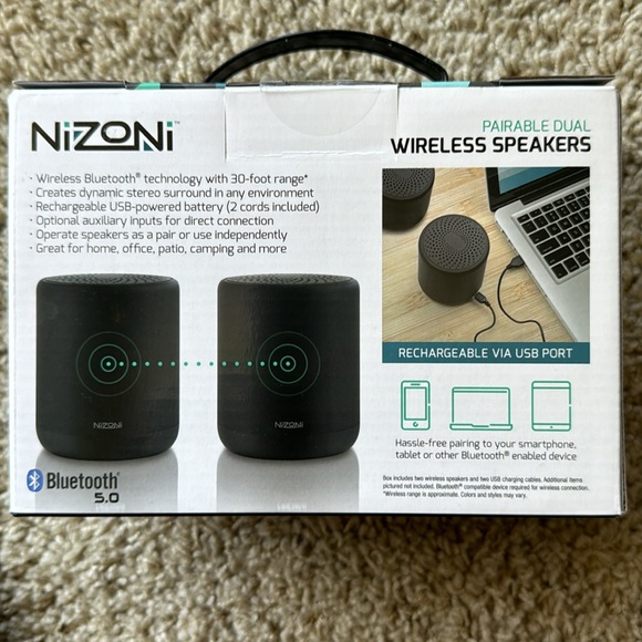 Nizoni Bluetooth dual wireless speakers. Brand new in the box. - Picture 2 of 2